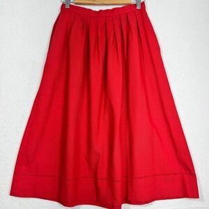 Nwt Jones NewYork VTG Red Pleated Wool Midi Skirt Sz 10 Modest Kneelength Aline
